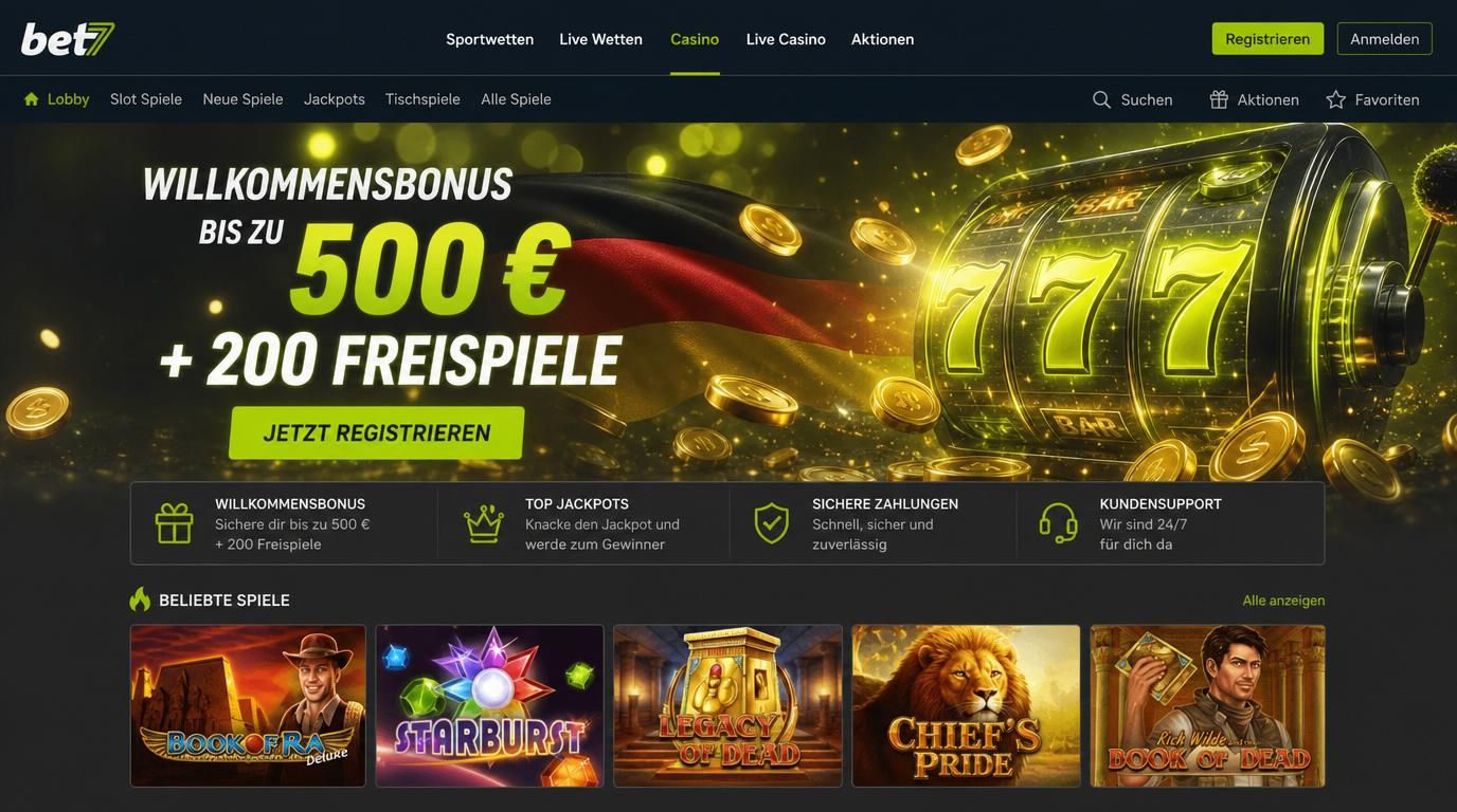  Ein strahlender „Willkommensbonus“-Banner über Spielautomat mit Münzen. 